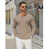 COOFANDY Men’s Henley Shirts Long Sleeve Casual Maverick Slub Henley T-Shirts Lightweight Basic Tee(Khaki)