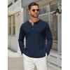 COOFANDY Men’s Henley Shirts Long Sleeve Casual Maverick Slub Henley T-Shirts Lightweight Basic Tee(Navy Blue)