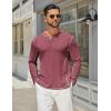 COOFANDY Men’s Henley Shirts Long Sleeve Casual Maverick Slub Henley T-Shirts Lightweight Basic Tee(Wine Red)