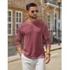 COOFANDY Men’s Henley Shirts Long Sleeve Casual Maverick Slub Henley T-Shirts Lightweight Basic Tee(Wine Red)