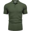 COOFANDY Mens Knit Polo Shirt Short Sleeve Vintage Textured Casual Golf Shirts Summer Beach Top(Army Green)