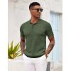 COOFANDY Mens Knit Polo Shirt Short Sleeve Vintage Textured Casual Golf Shirts Summer Beach Top(Army Green)