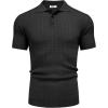 COOFANDY Mens Knit Polo Shirt Short Sleeve Vintage Textured Casual Golf Shirts Summer Beach Top(Black)