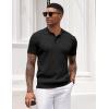 COOFANDY Mens Knit Polo Shirt Short Sleeve Vintage Textured Casual Golf Shirts Summer Beach Top(Black)