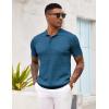 COOFANDY Mens Knit Polo Shirt Short Sleeve Vintage Textured Casual Golf Shirts Summer Beach Top(Blue)