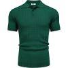 COOFANDY Mens Knit Polo Shirt Short Sleeve Vintage Textured Casual Golf Shirts Summer Beach Top(Dark Green)