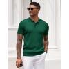 COOFANDY Mens Knit Polo Shirt Short Sleeve Vintage Textured Casual Golf Shirts Summer Beach Top(Dark Green)