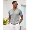 COOFANDY Mens Knit Polo Shirt Short Sleeve Vintage Textured Casual Golf Shirts Summer Beach Top(Light Gray)