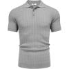 COOFANDY Mens Knit Polo Shirt Short Sleeve Vintage Textured Casual Golf Shirts Summer Beach Top(Light Gray)