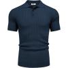 COOFANDY Mens Knit Polo Shirt Short Sleeve Vintage Textured Casual Golf Shirts Summer Beach Top(Navy Blue)