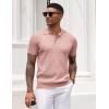 COOFANDY Mens Knit Polo Shirt Short Sleeve Vintage Textured Casual Golf Shirts Summer Beach Top(Pink)