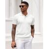 COOFANDY Mens Knit Polo Shirt Short Sleeve Vintage Textured Casual Golf Shirts Summer Beach Top(White)