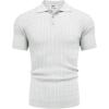COOFANDY Mens Knit Polo Shirt Short Sleeve Vintage Textured Casual Golf Shirts Summer Beach Top(White)
