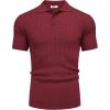 COOFANDY Mens Knit Polo Shirt Short Sleeve Vintage Textured Casual Golf Shirts Summer Beach Top(Wine Red)