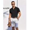 COOFANDY Mens Knit Polo Shirts Casual Short Sleeve Button Down Polo Shirt Classic Golf Shirts(Black)
