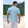 COOFANDY Men’s Knit Polo Shirts Short Sleeve Button Up Shirts Fashion Casual Summer Beach Shirts Golf Polo Shirts Light Blue