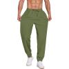 COOFANDY Men’s Linen Casual Lightweight Pants Elastic Waist Drawstring Beach Pants with Pockets(Army Green)
