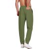 COOFANDY Men’s Linen Casual Lightweight Pants Elastic Waist Drawstring Beach Pants with Pockets(Army Green)