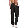 COOFANDY Men’s Linen Casual Lightweight Pants Elastic Waist Drawstring Beach Pants with Pockets(Black)