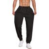 COOFANDY Men’s Linen Casual Lightweight Pants Elastic Waist Drawstring Beach Pants with Pockets(Black)