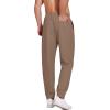 COOFANDY Men’s Linen Casual Lightweight Pants Elastic Waist Drawstring Beach Pants with Pockets(Brown)
