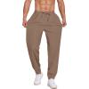 COOFANDY Men’s Linen Casual Lightweight Pants Elastic Waist Drawstring Beach Pants with Pockets(Brown)