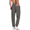 COOFANDY Men’s Linen Casual Lightweight Pants Elastic Waist Drawstring Beach Pants with Pockets(Dark Gray)