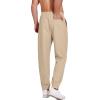 COOFANDY Men’s Linen Casual Lightweight Pants Elastic Waist Drawstring Beach Pants with Pockets(Khaki)