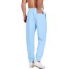COOFANDY Men’s Linen Casual Lightweight Pants Elastic Waist Drawstring Beach Pants with Pockets(Light Blue)