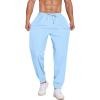 COOFANDY Men’s Linen Casual Lightweight Pants Elastic Waist Drawstring Beach Pants with Pockets(Light Blue)