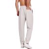 COOFANDY Men’s Linen Casual Lightweight Pants Elastic Waist Drawstring Beach Pants with Pockets(Light Grey)