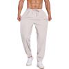COOFANDY Men’s Linen Casual Lightweight Pants Elastic Waist Drawstring Beach Pants with Pockets(Light Grey)