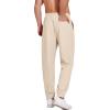 COOFANDY Men’s Linen Casual Lightweight Pants Elastic Waist Drawstring Beach Pants with Pockets(Light Khaki)