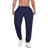 COOFANDY Men’s Linen Casual Lightweight Pants Elastic Waist Drawstring Beach Pants with Pockets(Navy Blue)