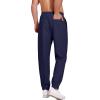 COOFANDY Men’s Linen Casual Lightweight Pants Elastic Waist Drawstring Beach Pants with Pockets(Navy Blue)