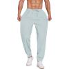 COOFANDY Men’s Linen Casual Lightweight Pants Elastic Waist Drawstring Beach Pants with Pockets(Sky Blue)