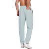 COOFANDY Men’s Linen Casual Lightweight Pants Elastic Waist Drawstring Beach Pants with Pockets(Sky Blue)