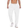 COOFANDY Men’s Linen Casual Lightweight Pants Elastic Waist Drawstring Beach Pants with Pockets(White)