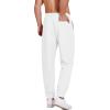 COOFANDY Men’s Linen Casual Lightweight Pants Elastic Waist Drawstring Beach Pants with Pockets(White)