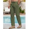 COOFANDY Men’s Linen Casual Pants Elastic Waist Beach Pants Lightweight Drawstring Summer Yoga Pants(Army Green)
