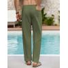 COOFANDY Men’s Linen Casual Pants Elastic Waist Beach Pants Lightweight Drawstring Summer Yoga Pants(Army Green)