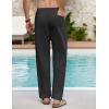 COOFANDY Men’s Linen Casual Pants Elastic Waist Beach Pants Lightweight Drawstring Summer Yoga Pants(Black)
