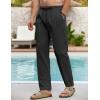 COOFANDY Men’s Linen Casual Pants Elastic Waist Beach Pants Lightweight Drawstring Summer Yoga Pants(Black)