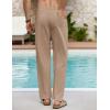 COOFANDY Men’s Linen Casual Pants Elastic Waist Beach Pants Lightweight Drawstring Summer Yoga Pants(Dark Khaki)