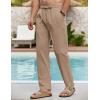 COOFANDY Men’s Linen Casual Pants Elastic Waist Beach Pants Lightweight Drawstring Summer Yoga Pants(Dark Khaki)