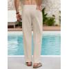 COOFANDY Men’s Linen Casual Pants Elastic Waist Beach Pants Lightweight Drawstring Summer Yoga Pants(Khaki)