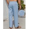 COOFANDY Men’s Linen Casual Pants Elastic Waist Beach Pants Lightweight Drawstring Summer Yoga Pants(Light Blue)