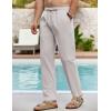 COOFANDY Men’s Linen Casual Pants Elastic Waist Beach Pants Lightweight Drawstring Summer Yoga Pants(Light Gray)