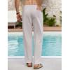 COOFANDY Men’s Linen Casual Pants Elastic Waist Beach Pants Lightweight Drawstring Summer Yoga Pants(Light Gray)