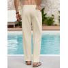 COOFANDY Men’s Linen Casual Pants Elastic Waist Beach Pants Lightweight Drawstring Summer Yoga Pants(Light Khaki)